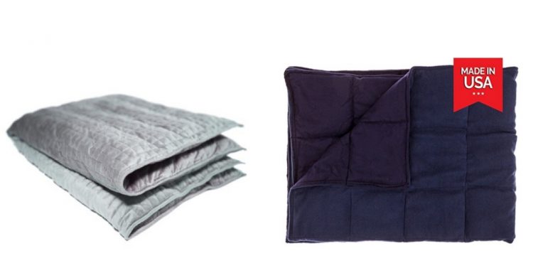 gray and blue weighted blankets