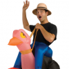 A man on an inflatable ostrich