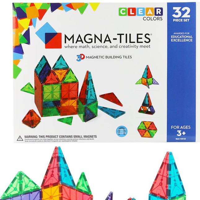 Magna Tiles box with different tiles for building