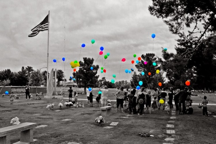 balloon release near grave