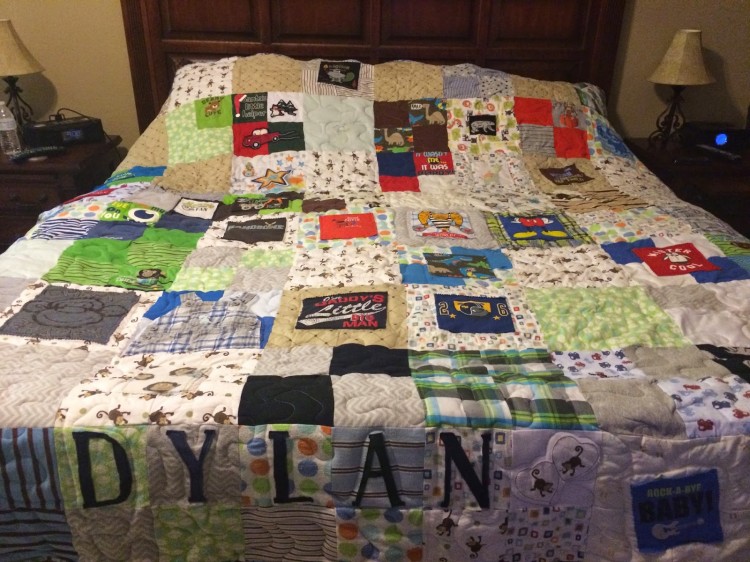 patchwork blanket with dylan's name