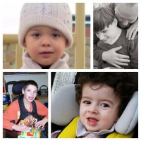 A collage of photos of children with special needs