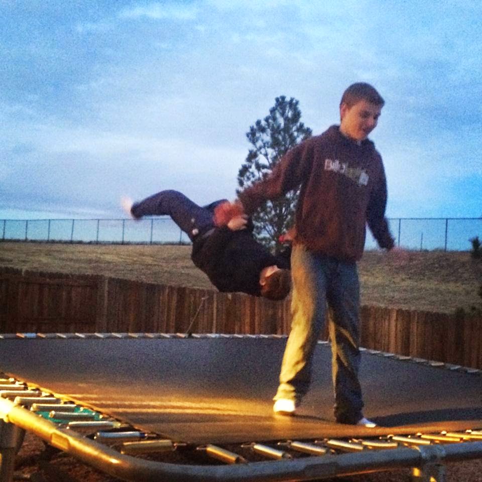 friends playing on the trampoline