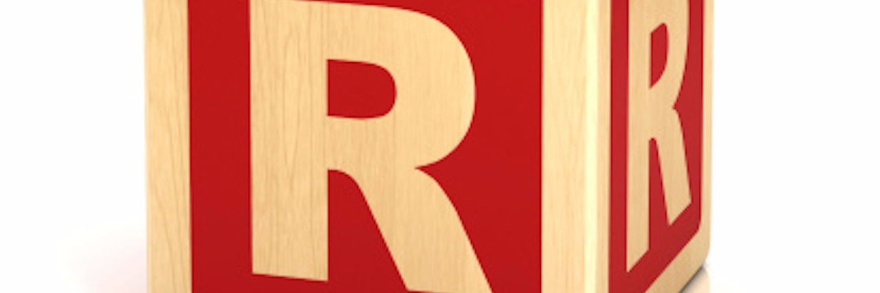 alphabet block with the letter 'R'