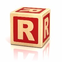 alphabet block with the letter 'R'