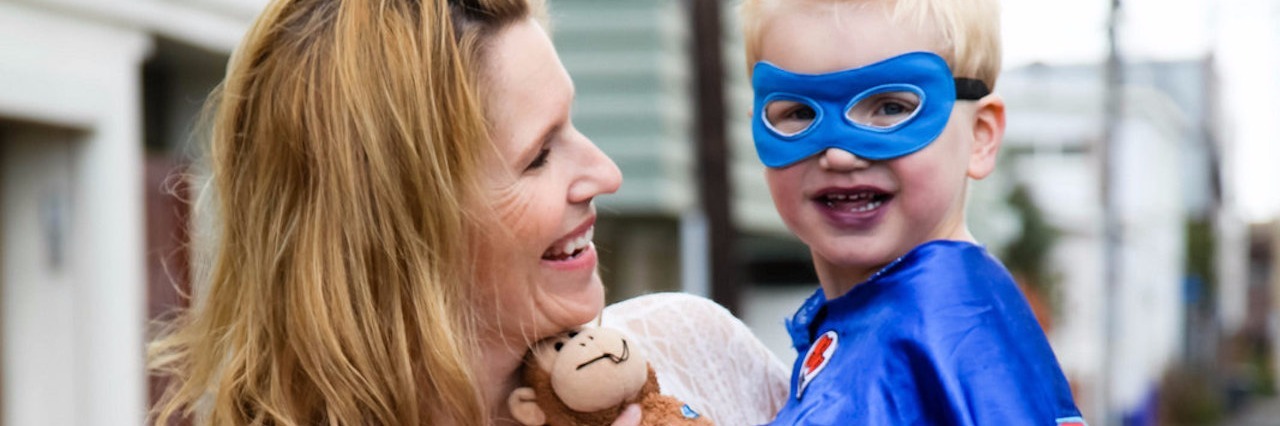 Woman Writes Open Letter to Congenital Heart Disease mother with her son wearing a costume