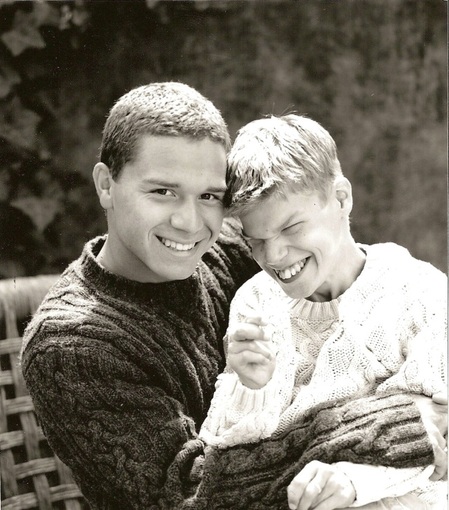 author's two sons smiling