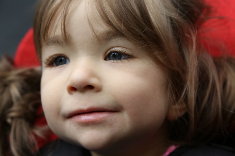 close up of young girls face