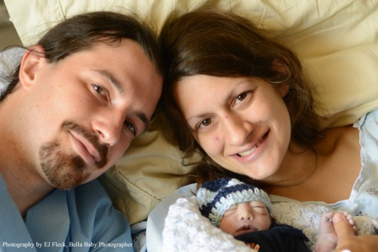 The author with her husband and son