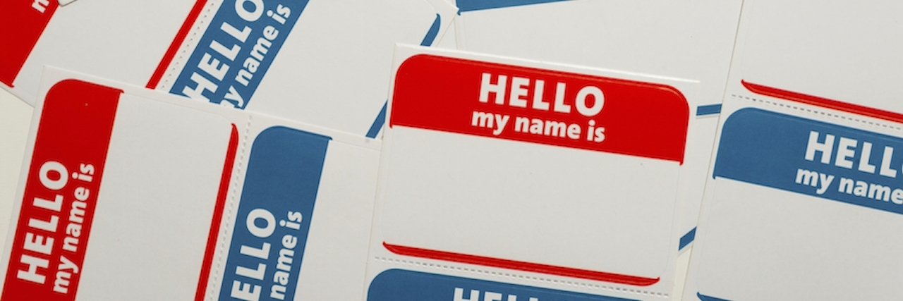 Stack of name tags or badges