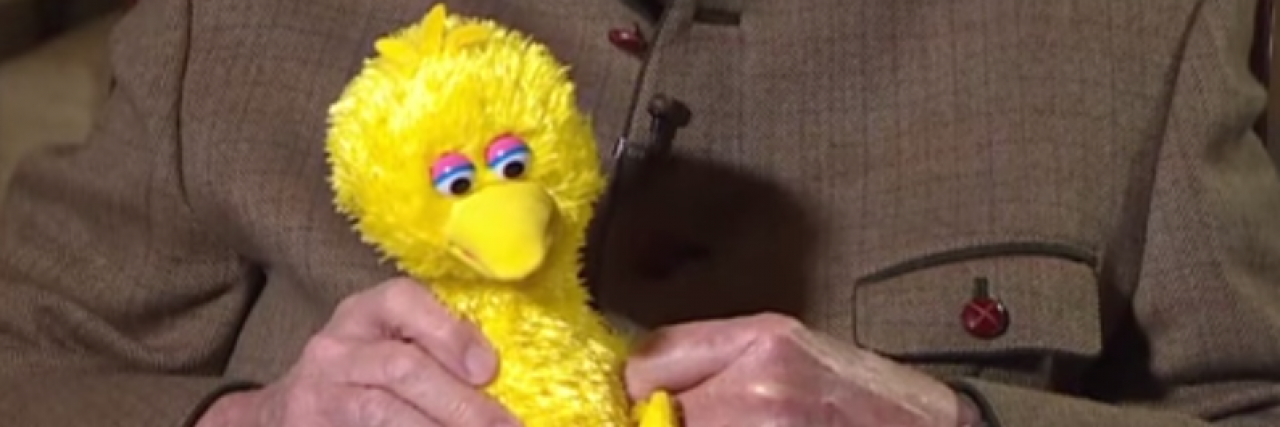The Man Behind Big Bird Reveals His Most Meaningful Interaction With a Child Many who played big bird holding a big bird stuffed animal