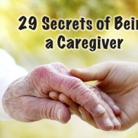 Meme that says, "29 Secrets of Being a Caregiver."