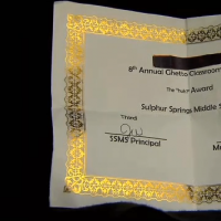 Photo of "award" given to student