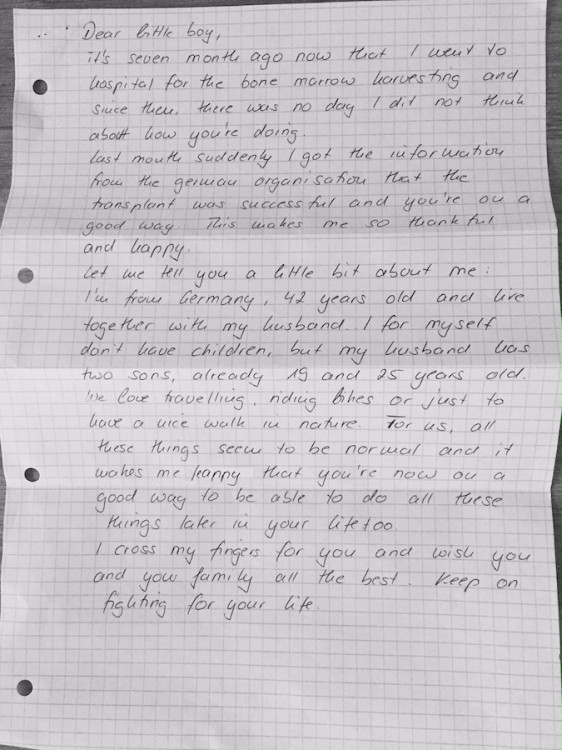 letter from anonymous donor to son