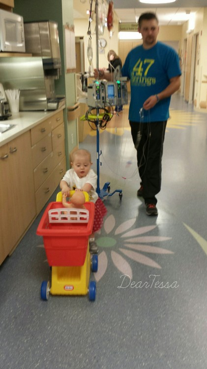 Little girl at the hospital with her dad.