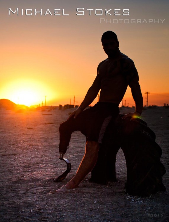 silhouette of man with prosthetic leg