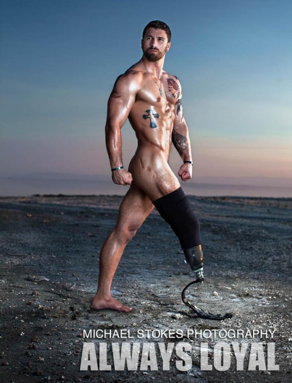 naked man with amputated leg