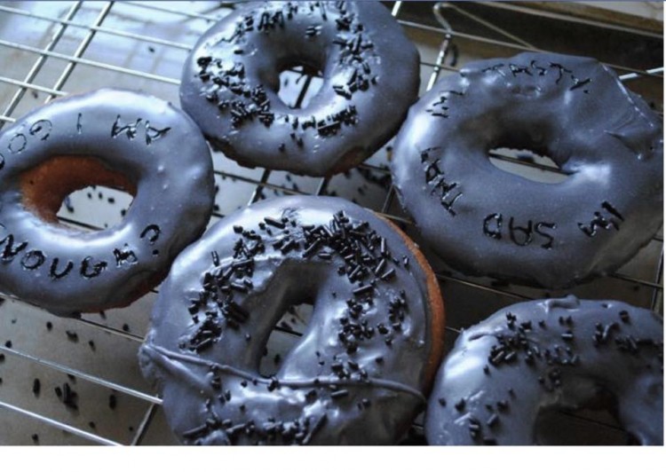 donuts with black frosting