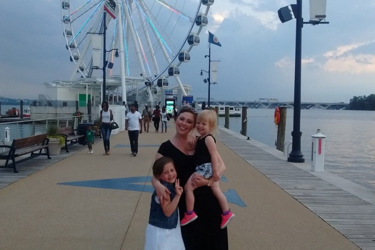 author with her two children at the boardwalk