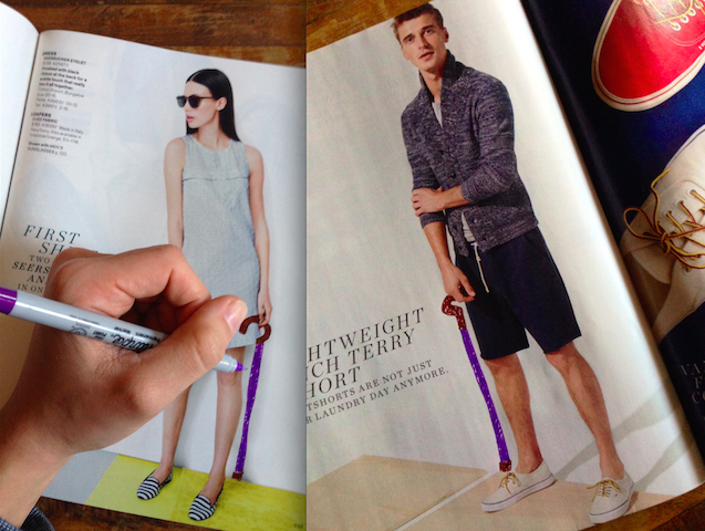 canes drawn in on J.Crew catalog