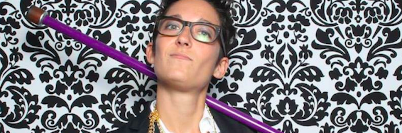 J.Crew Turns Down Liz Jackson's Idea for Accessible Fashion Liz Jackson poses with purple cane