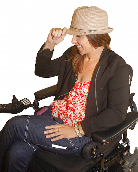 woman in a wheelchair wearing the jeans