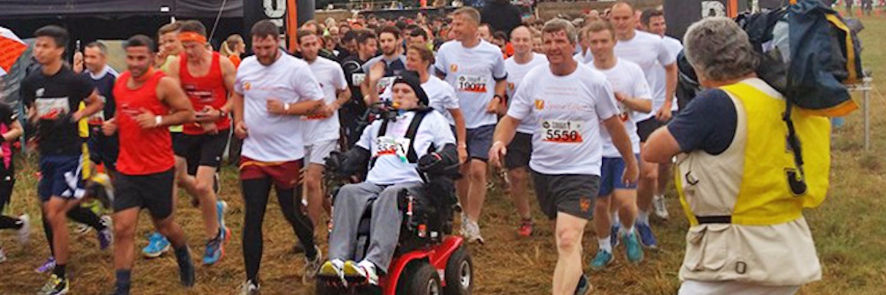 U.K. Man Becomes First Tetraplegic to Complete Tough Mudder Challenge rob camm at starting line of tough mudder challenge