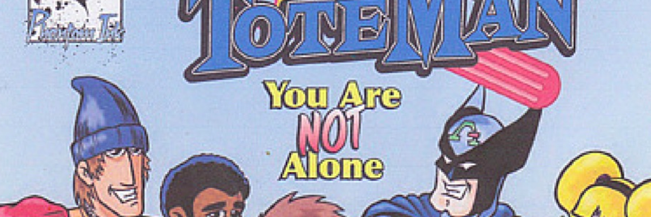 This Dad Created a Superhero to Explain His Epilepsy to Kids Cover of Toteman comic with characters and that says "You are not alone"