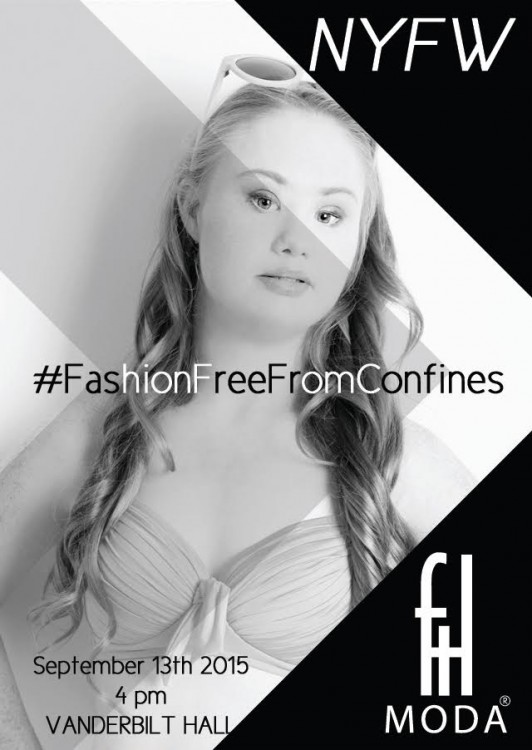 FTL Moda ad for 2015 NYFW featuring Madeline Stuart