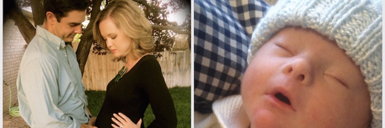 To the Mom Sad about Down Syndrome Diagnosis side by side photos of pregnant woman and husband and newborn baby