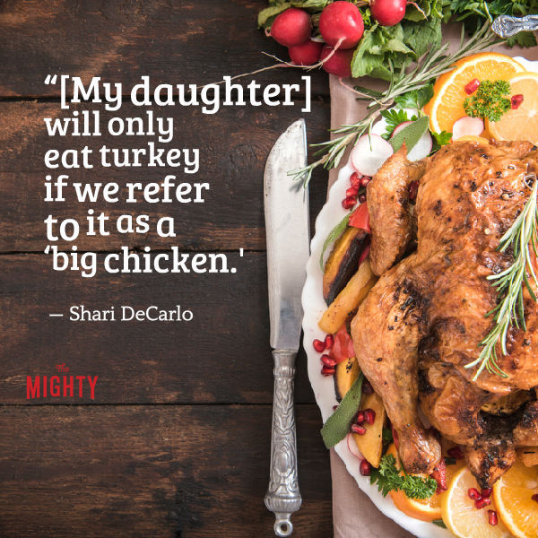 Meme: My daughter will only eat turkey if we refer to it as a 'big chicken.'