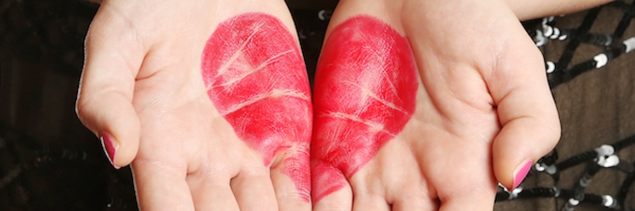 Why I've Stopped Self-Harming Heart shape drawn on female palms