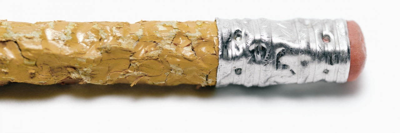 Things People With Anxiety Want Their Friends to Know End of a pencil with lots of teeth marks in it. Text underneath says "36 Things People With Anxiety Want Their Friends to Know."
