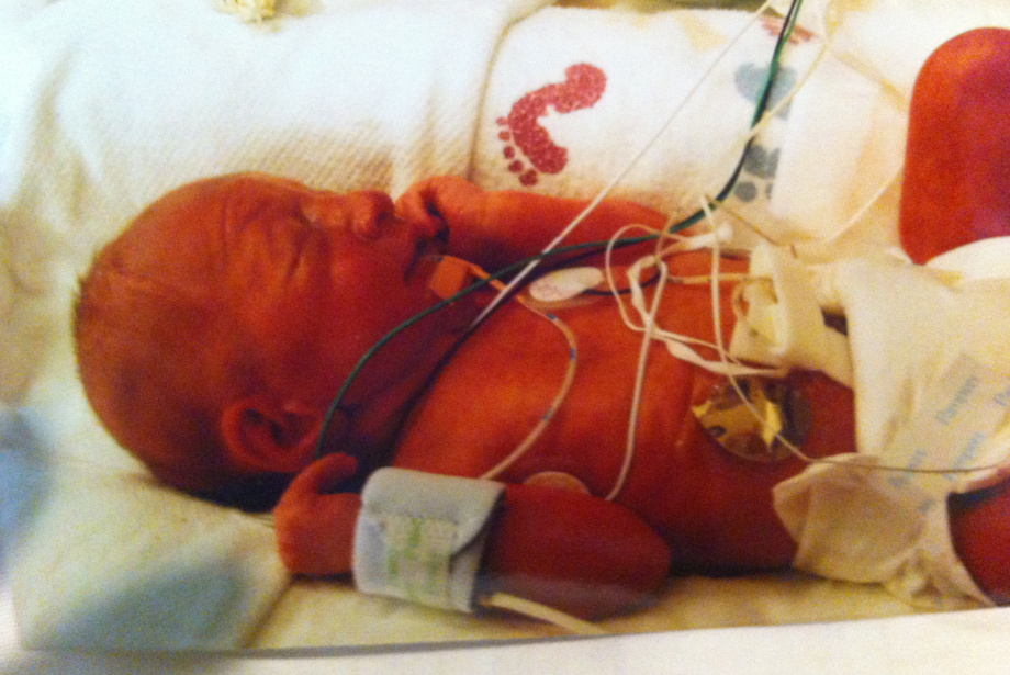 Cindy's daughter as a baby in the hospital