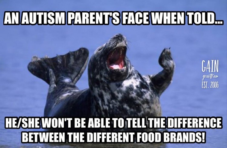 an autism parent's face when told she won't be able to tell the difference between food brands