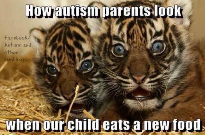 how autism parents look when our child eats a new food (shocked)