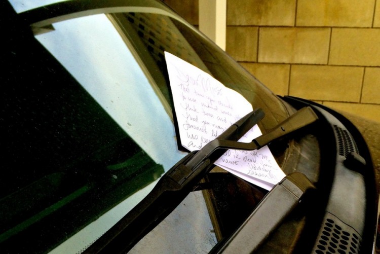 note left on car