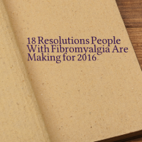 A meme that says, "18 Resoltuions People With Fibromyalgia Are Making for 2016"