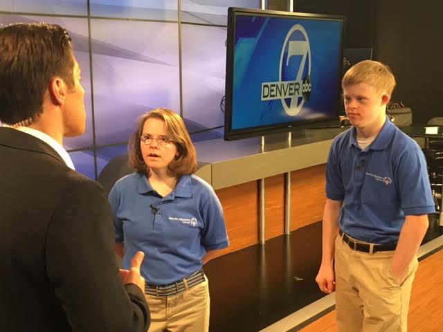 Connor Long and Hanna Atkinson on set. / Courtesy of Special Olympics Colorado