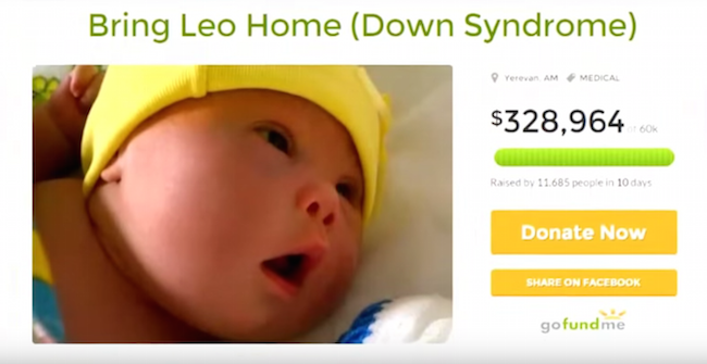 Screen shot of the "Bring Leo Home" GoFundMe page. 