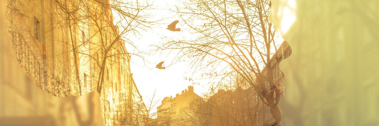 My Life in a Dissociative Daze Double exposure image of woman, imagination concept