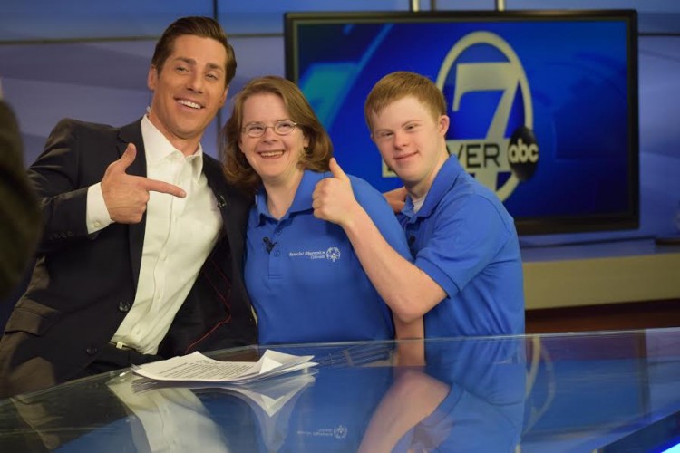 Hanna Atkinson and Connor Long on set with their co-host. / Courtesy of Special Olympics Colorado