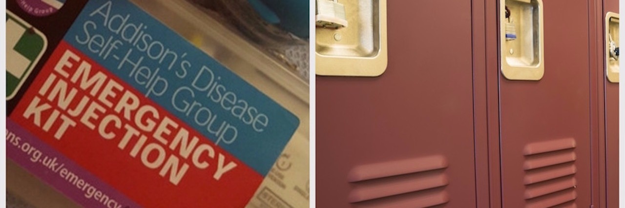 To the Student Who Said It’s Unfair I Have a Locker When Others Don't Collage of school lockers and emergency injection kit