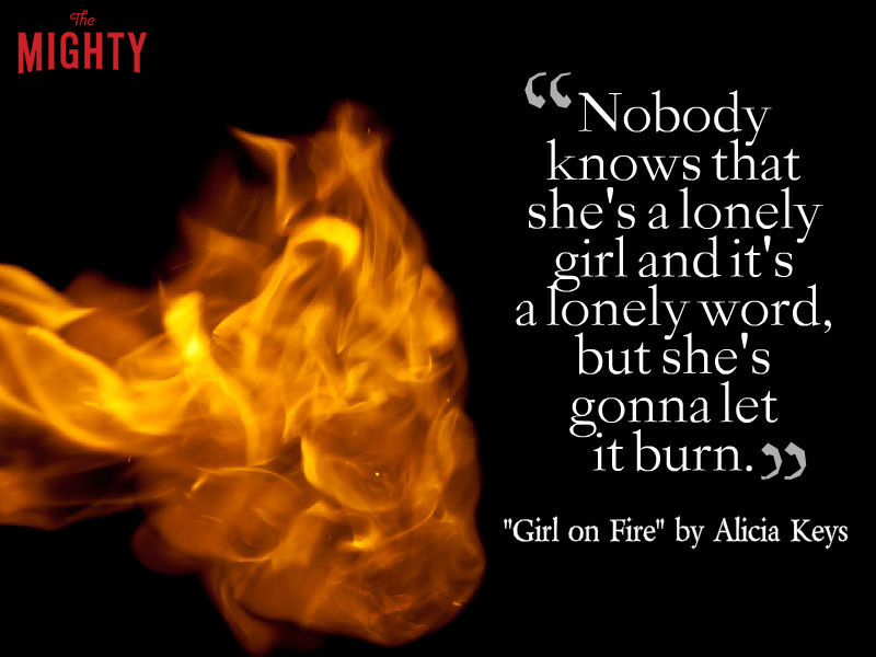 fire with lyrics "Nobody knows that she's a lonely girl and it's a lonely word, but she's gonna let it burn."