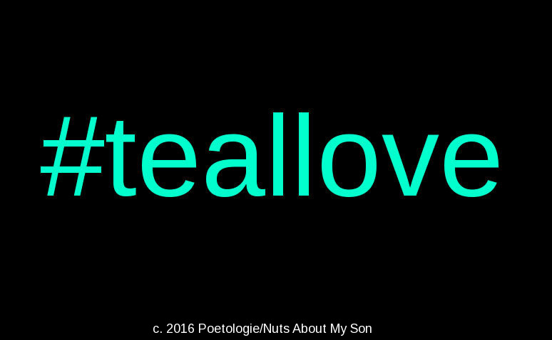 #teallove text in teal over a black background