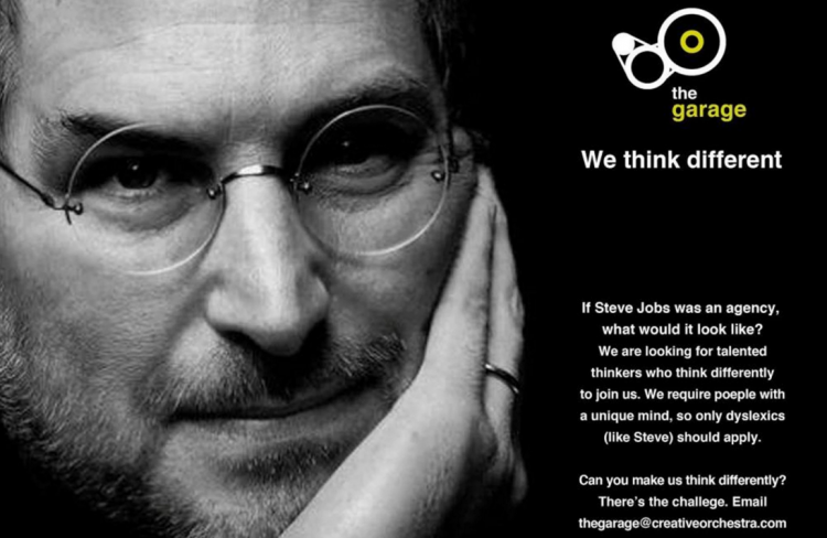 Advertisement showing Steve Jobs