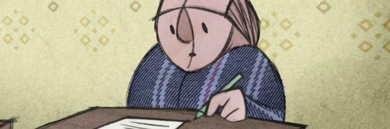 Swedish Animation Highlights Learning Disorders comic of man at desk with pen and paper