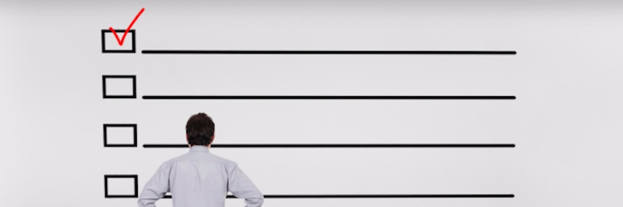 Response to Lists About What People With Anxiety Want Others to Know man stands in front of checklist