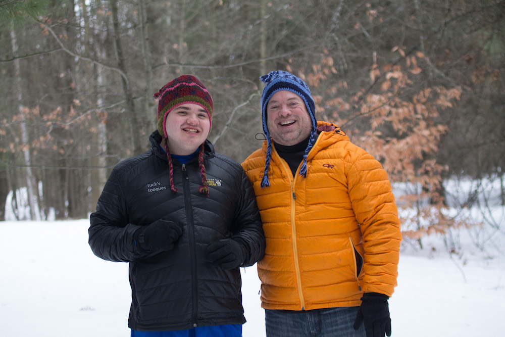 Tucker and Dennis Mashue hiking at Chippewa Nature Center, Midland, MI_photo courtesy of Michelle Delzer Photography