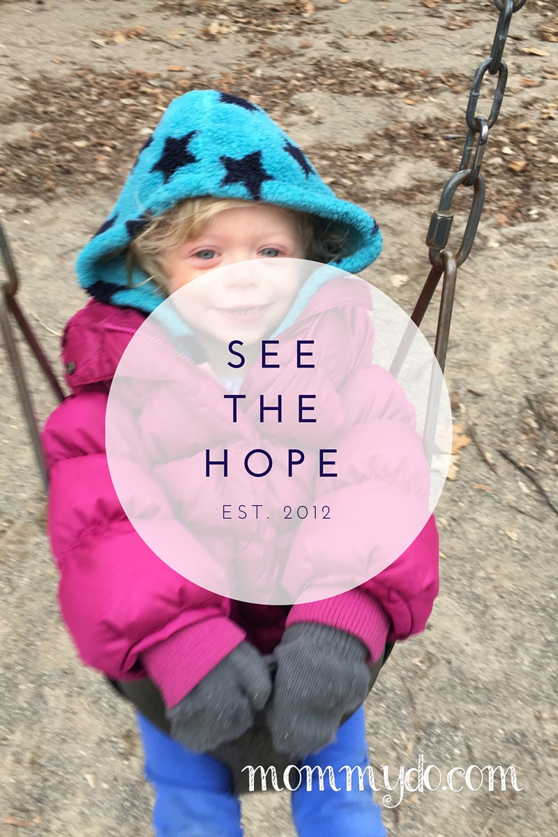 Girl on swing with the words "see the hope" over the photo